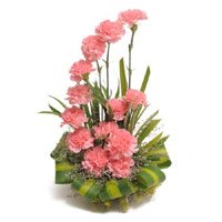 Pink Carnation Basket 24 Flowers : Send Karwa Chauth Flowers to Delhi