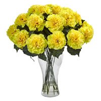 Send Rakhi in Delhi and Yellow Carnation Vase 24 Flowers in Delhi Online
