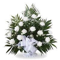 Online Rakhi Flower Delivery in Delhi with White Carnation Basket 18 Flowers to Delhi