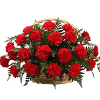 Online Delivery of Rakhi Flowers to Delhi. Red Roses and Carnation Basket of 18 Flowers in Delhi