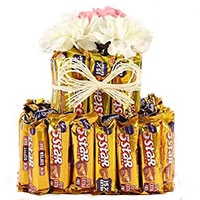 Gift Delivery in Delhi. Send 16 Pcs Ferrero Rocher with 16 White Roses Bouquet