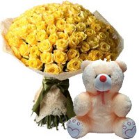 Valentine's Day Teddy and Flowers to Delhi