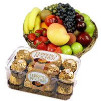 Send 2 Kg Fresh Fruits 16 pcs Ferrero Rocher Chocolates and Gifts to Delhi