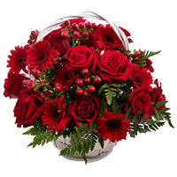 Red Gerbera Roses Basket 24 Flowers : Send Karwa Chauth Flowers to Delhi