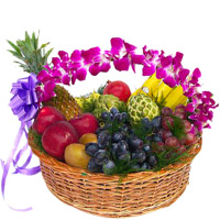 3 Kg Fresh Fruits Basket with 10 Orchids Arrangement