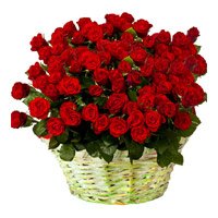 Gift Flowers Online Delhi - 36 Red Roses Basket in Delhi