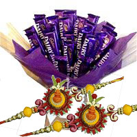 Place Order for Rakhi and Dairy Milk Chocolate Bouquet of 24 Rakhi Chocolates in Delhi