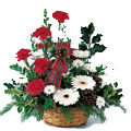 Flowers to Delhi : Wedding Flowers to Delhi : Red Carnation White Gerbera Basket