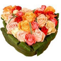 Mixed Roses Heart Shape Arrangement : Flowers to Delhi