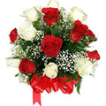 Red and White Flowers to Delhi : Flowers to Delhi