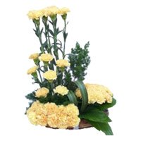 Send Rakhi to Delhi with 24 Yellow Carnation Arrangement Flowers