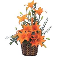 Orange Lily Arrangement 9 Flower Stems