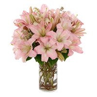 Online Flower Delivery in Delhi including 5 Pink Lily in Flower Vase