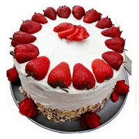 Send Rakhi with 3 Kg Strawberry Cakes to Delhi From 5 Star Hotel