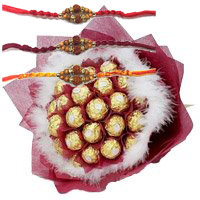 Online Rakhi Gifts to Delhi with 32 Pcs Ferrero Rocher Bouquet